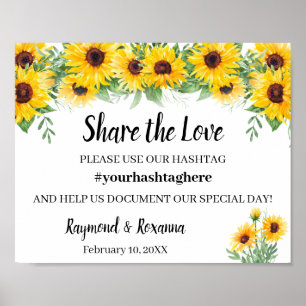 Poster Partagez l'amour Mariage des médias sociaux Signe 