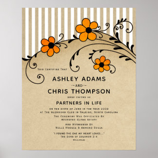 Poster "Partenaires dans la vie moderne Boho Mariage cert
