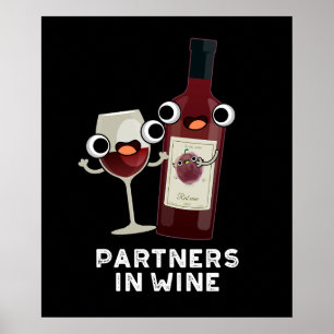 Poster Partenaires Dans Le Vin Drôle Boire Pun Dark BG
