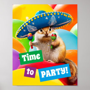 Poster Parti Chipmunk En Sombrero