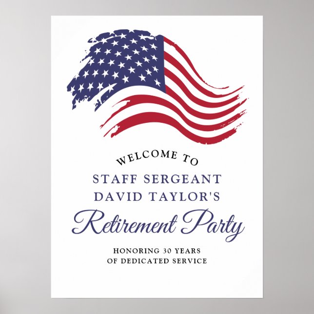 Poster Parti de la retraite patriotique américain Drapeau (Devant)