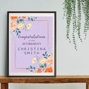 Poster Parti de retraite de l'aquarelle florale chic roma