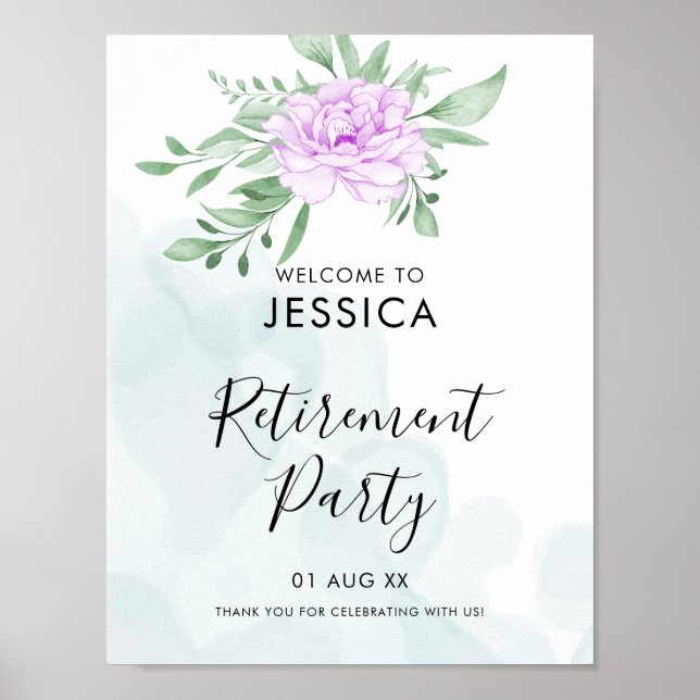 Poster Parti de retraite Feuille de l'Eucalyptus Rose pou (Devant)
