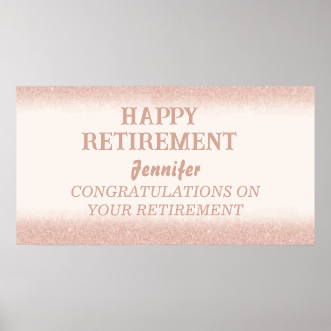 Poster Parti de retraite rose Gold Happy (Devant)
