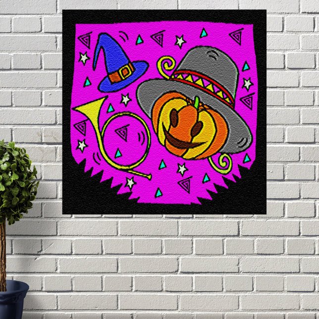 Poster Parti d'Halloween Jack OLantern et Bugle Purple (Halloween Party Jack O'Lantern Bugle Purple Poster)