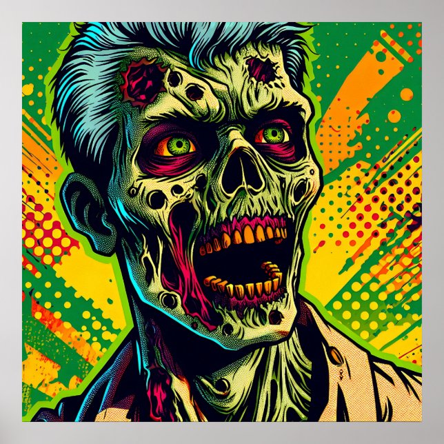 Poster Parti d'Halloween Zombie éffrayant (Devant)