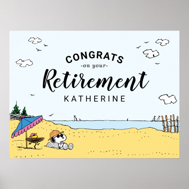 Poster Partie de retraite | Snoopy & Woodstock sur la pla (Devant)