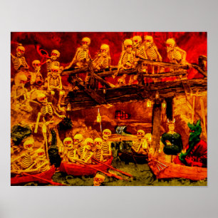 Poster Partie française vintage dans le diable de