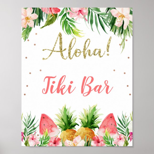 Poster Parties scintillant Aloha Floral Fruit Anniversair (Devant)