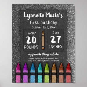 Poster Parties scintillant arc-en-ciel Crayon Premier Bab