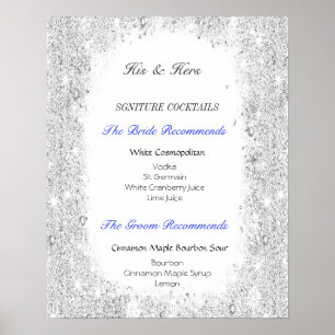 Poster Parties scintillant Argent, Cocktails Signature, P
