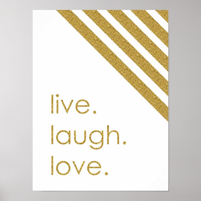 Poster Parties scintillant audacieuse "Live Laugh Love" (Devant)