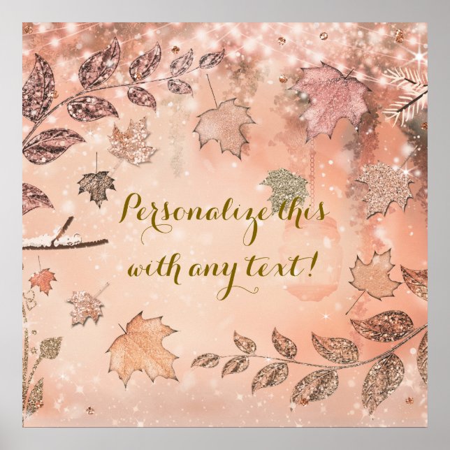 Poster Parties scintillant Automne Feuilles Hiver Golden  (Devant)