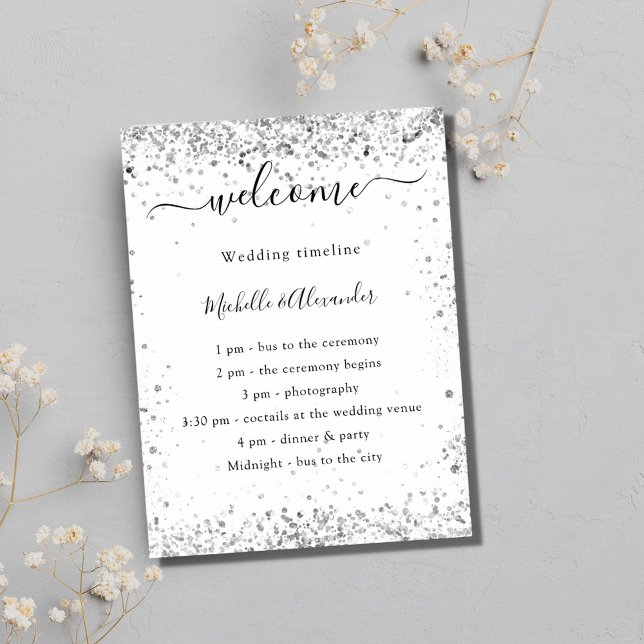 Poster Parties scintillant blanche en argent élégant prog (Créateur téléchargé)