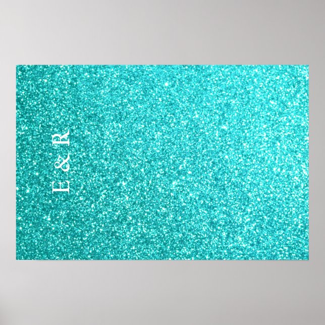 Poster Parties scintillant bleu Aqua avec détails blancs (Devant)