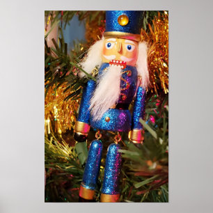 Poster Parties scintillant bleue Noisette soldat ornement