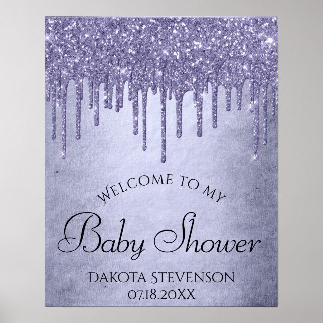 Poster Parties scintillant chic à goutte | Lavande Douche (Devant)