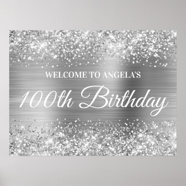 Poster Parties scintillant d'argent et Foil 100e annivers (Devant)