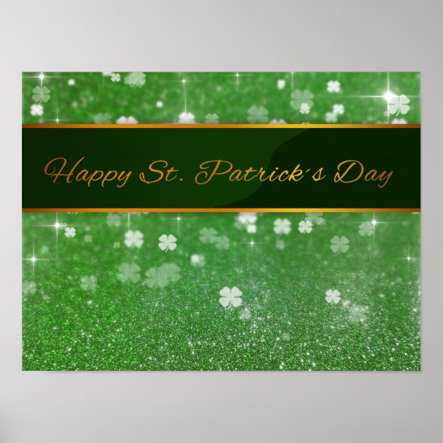 Poster Parties scintillant de la Saint Patrick Shamrock (Devant)
