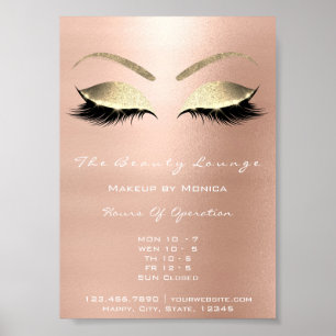 Poster Parties scintillant de maquillage Beauté Salon Or