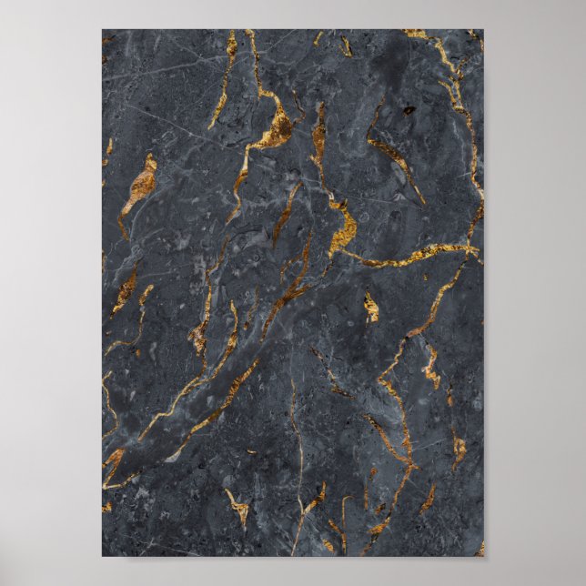 Poster Parties scintillant de marbre géométrique (Devant)