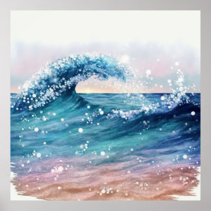 Poster *~* Parties scintillant de sable de mer AP60 Vague