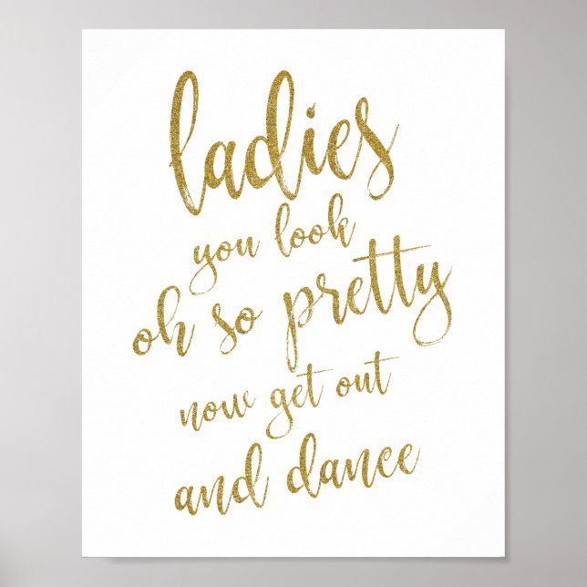 Poster Parties scintillant d'or de salle de bain pour dam (Devant)