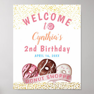 Poster Parties scintillant d'or doux Donut fête d'anniver