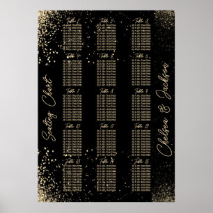 Poster Parties scintillant d'or et noir - 15 places