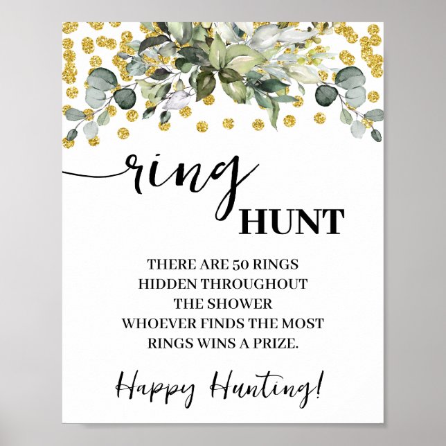 Poster Parties scintillant d'or Eucalyptus bague Chasse D (Devant)