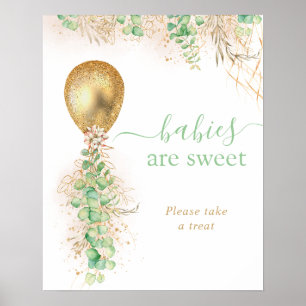 Poster Parties scintillant d'or Eucalyptus Balloon Les bé
