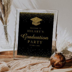 Poster Parties scintillant d'or Faux signe de bienvenue