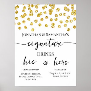 Poster Parties scintillant d'or Points Signature Boissons