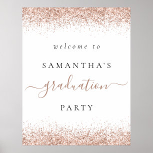Poster Parties scintillant d'or Rose tendance Bienvenue G