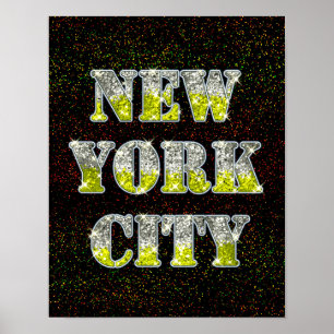Poster Parties scintillant d'or Silver de New York