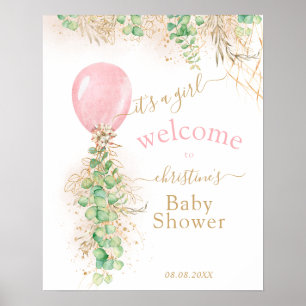 Poster Parties scintillant d'or vert Eucalyptus Balloon B