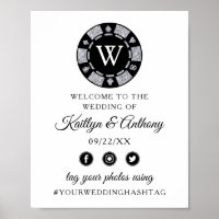 Parties scintillant en argent Monogram Poker Chip 