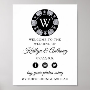 Poster Parties scintillant en argent Monogram Poker Chip 