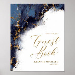 Poster Parties scintillant en marbre Mariages invités Mar