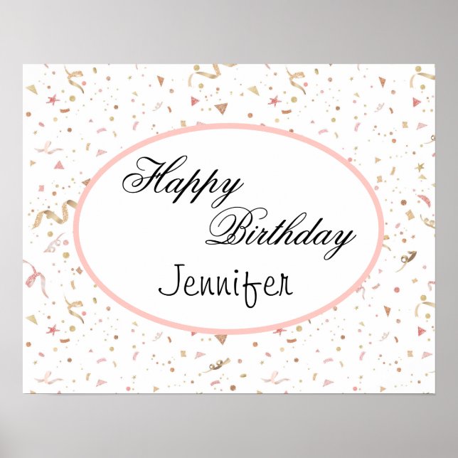 Poster Parties scintillant en or rose et Rose Confetti (Devant)