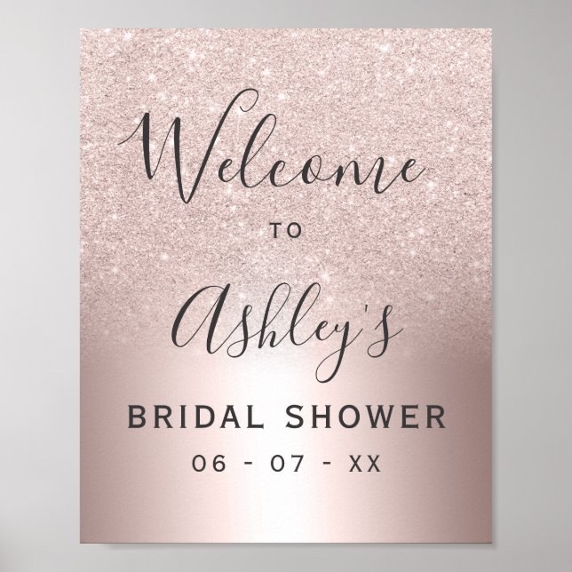 Poster parties scintillant en or rose ombre foil nuptiale (Devant)