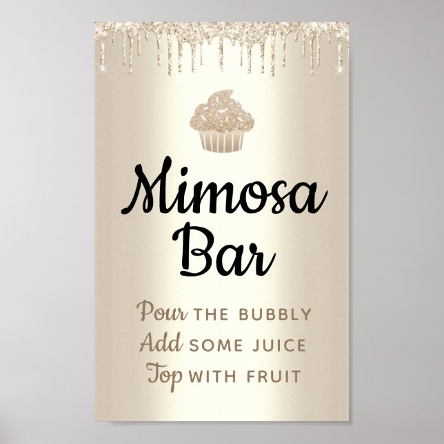 Poster Parties scintillant Gold Cupcake Driving Bakery Ch (Devant)