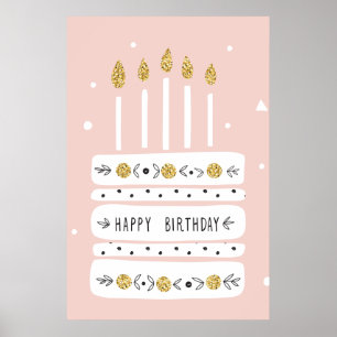 Poster Parties scintillant Gold Pastel Illustration de gâ