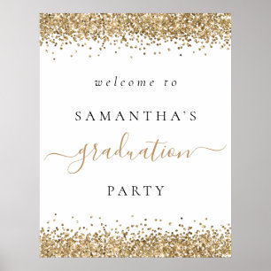 Poster Parties scintillant Gold tendance Bienvenue Gradua
