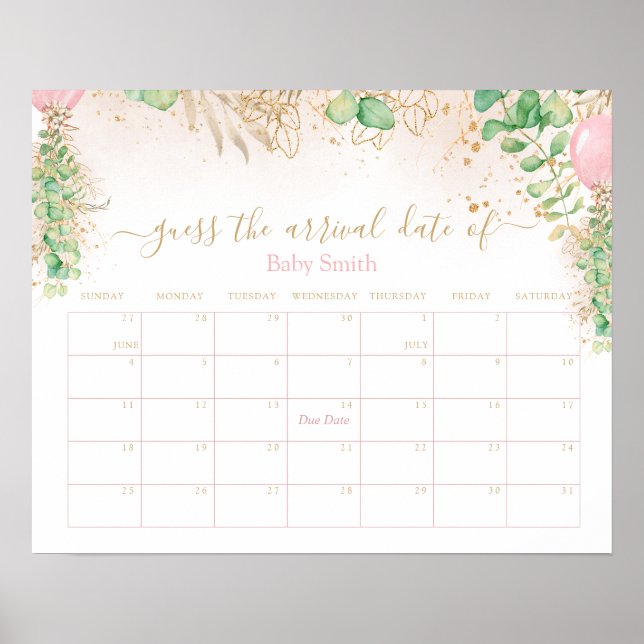 Poster Parties scintillant Gold verdure Guess Baby Date d (Devant)