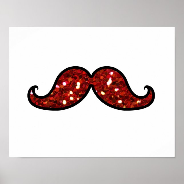 Poster Parties scintillant IMPRIMÉE FUNNY RED MUSTACHE (Devant)
