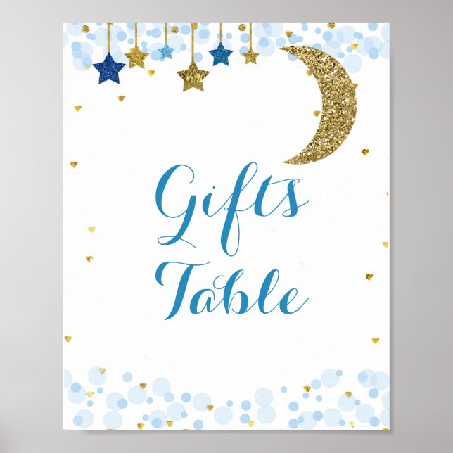 Poster Parties scintillant Lune aquarelle Cadeaux Panneau (Devant)