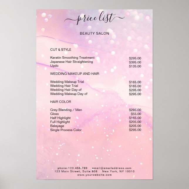 Poster Parties scintillant moderne en marbre rose Salon T (Devant)