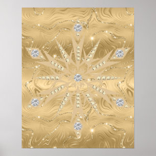 Poster Parties scintillant Or de luxe Snowflake Diamond