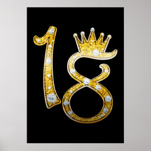 Poster Parties scintillant or Glam Couronne Diamond Bling